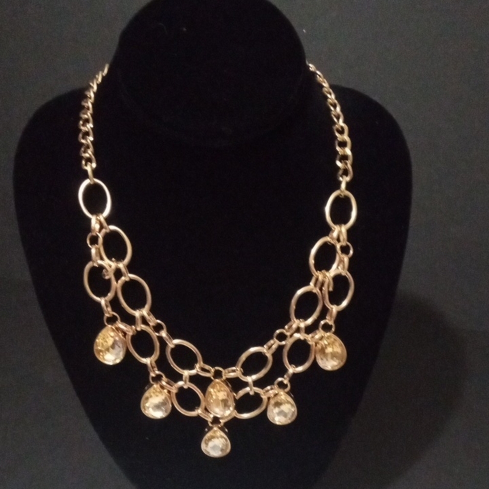 Paparazzi Gold Necklace with Crystal Drops